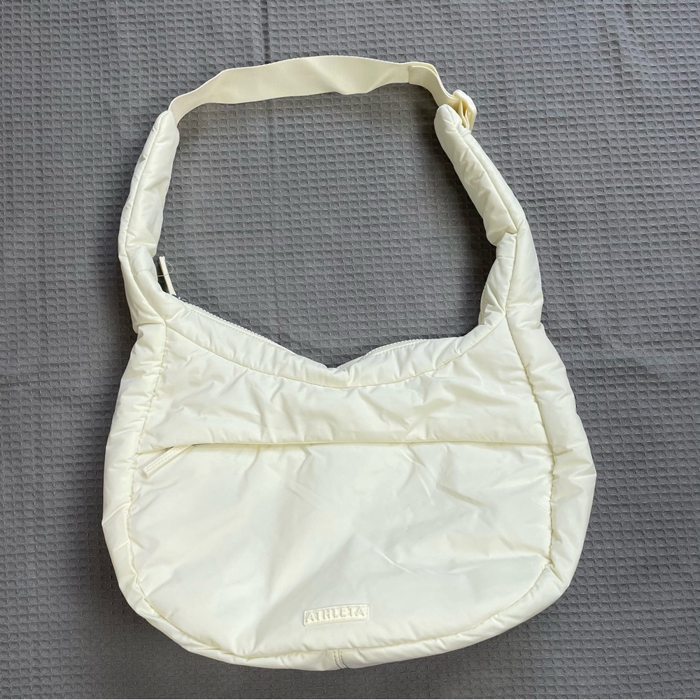 Athleta Cream Quilted Shoulder Bag